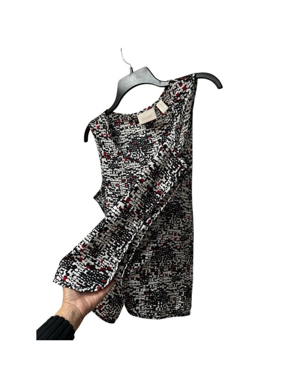 Chicos 1 Sleeveless Abstract Polka Dot Career Blouse Womens Size: 8 Shell Top